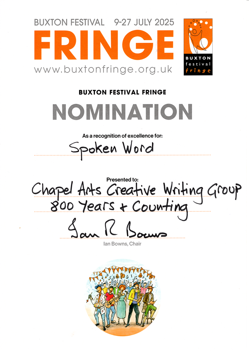 Buxton Fringe nomination for Spoken Word, 2025.